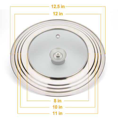 WishDirect 15 Inch Large Universal Pans Pots Lid Cover Fits 11/12/13/14/15  Frying Pans/Pots/Woks, Stainless Steel and Tempered Glass Lid with Vent
